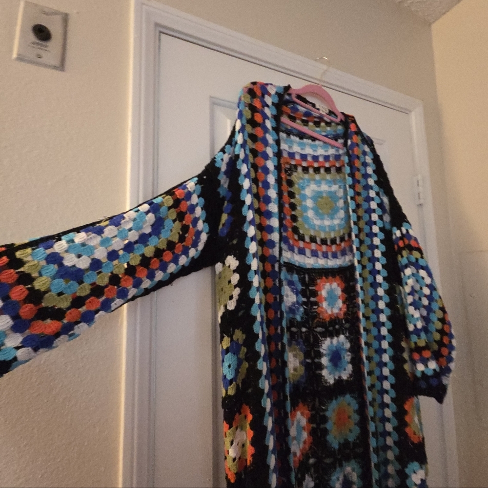 POL Crochet Granny Square Long Cardigan One Size New - Picture 5 of 8